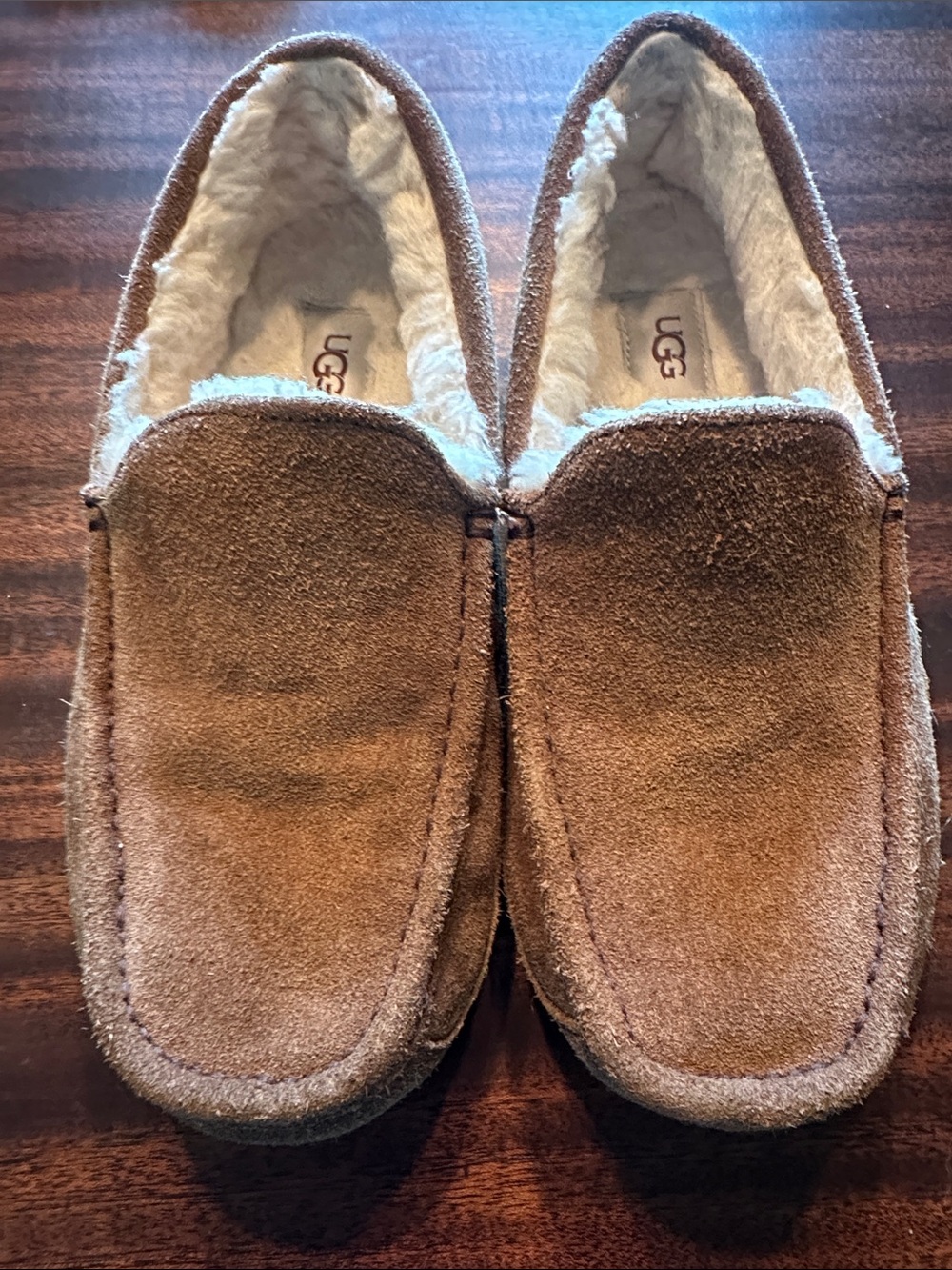 UGG Men’s Chestnut Suede Shearling-Lined Moccasin Slip-Ons